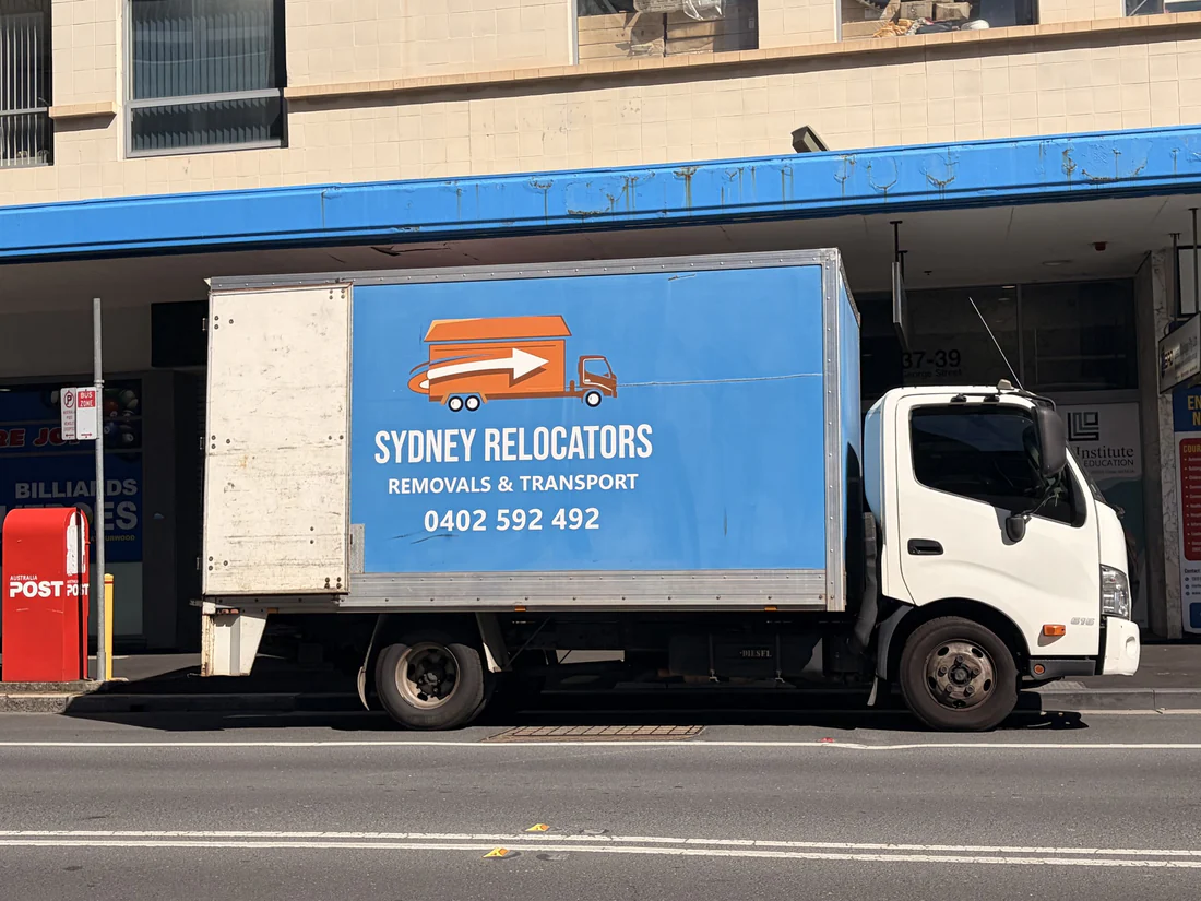 The Sydney Relocators truck parked on a Sydney street between jobs